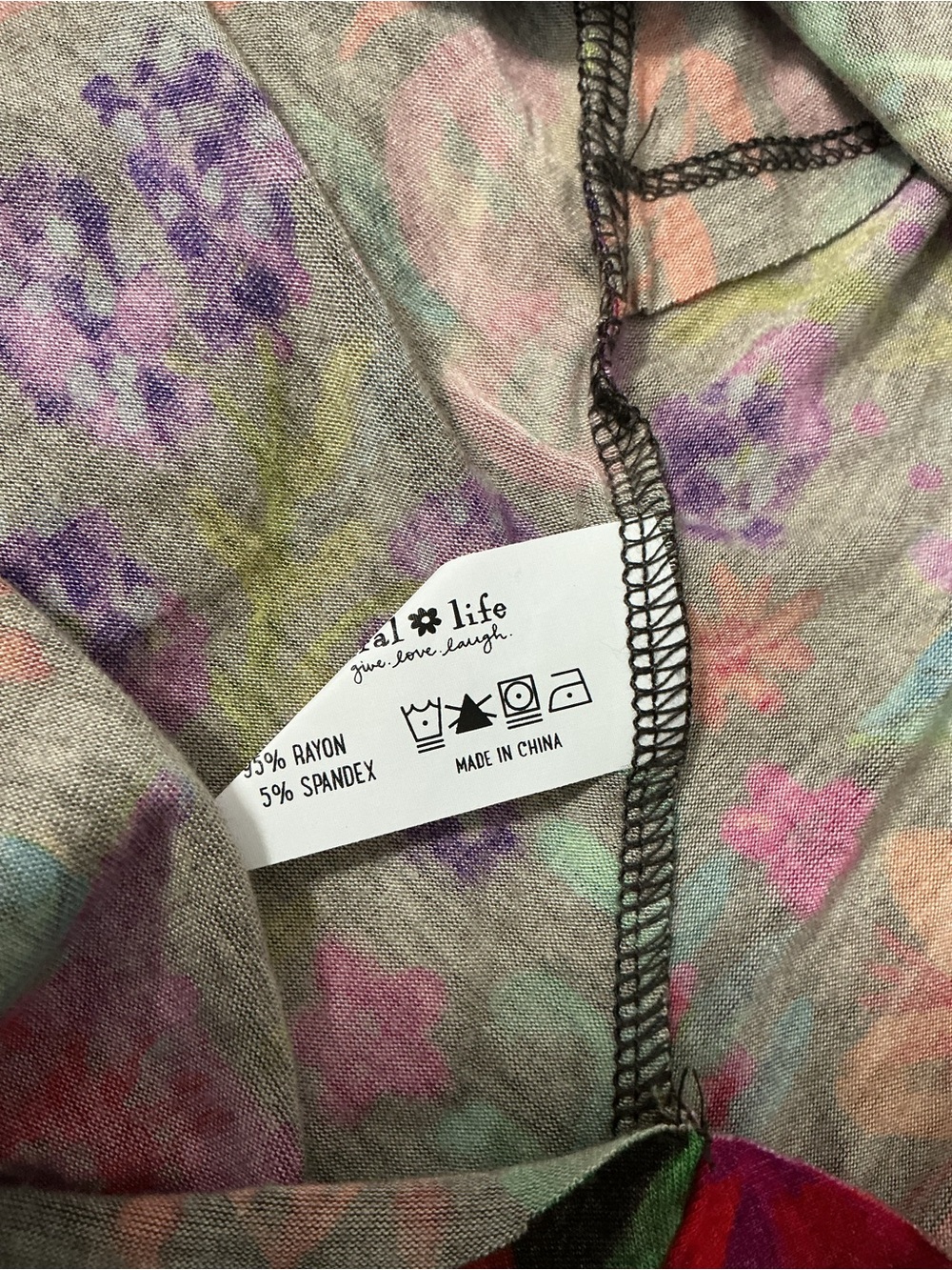 Natural Life STEVIE Long Sleeve Soft Mini Dress in Rainbow Garden Black M - Picture 7 of 9